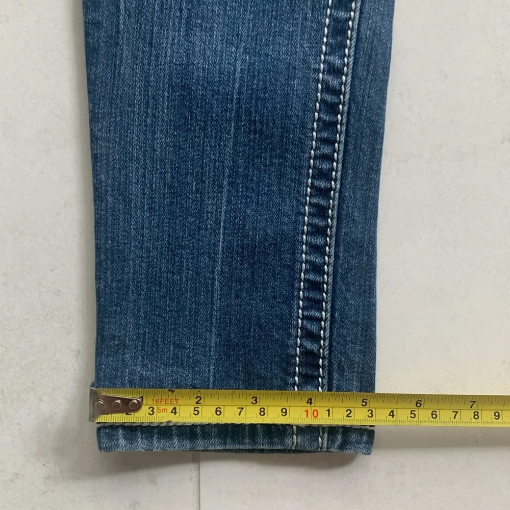 Signature skinny Miss Me med blue color jeans size 27 thick stitch low rise Y2K - Picture 9 of 12